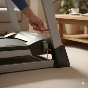 Illustration of the adjustable incline levels on a manual folding treadmill for low-impact cardio.