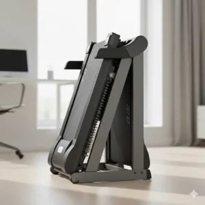 Illustration showing the 180-degree folding hinge mechanism for easy storage in small UK study spaces.