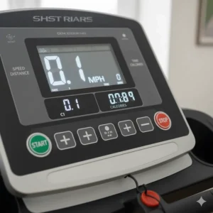 Graphic highlighting a 0.1mph ultra-low starting speed for safe physiotherapy and geriatric rehabilitation.