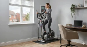 Space-saving compact cross trainer ideal for a small UK flat or home office.