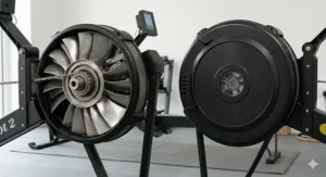 A technical side-by-side comparison of magnetic and air resistance flywheels, showcasing the internal engineering differences for UK consumers.