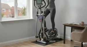 A sturdy, well-built cross trainer frame suitable for home workouts on a budget.