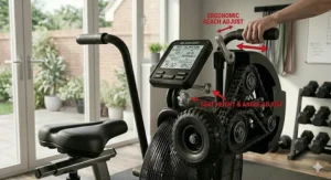 Internal view of the robust chain drive system on a heavy duty assault bike for high-intensity CrossFit sessions.