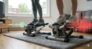 Comparison of a silent hydraulic twist stepper versus a loud traditional model in a UK residential setting.