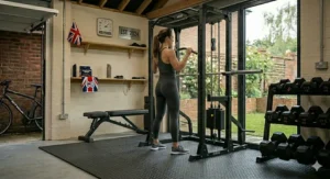 A versatile folding weight bench featuring a built-in leg developer attachment for quad and hamstring curls.