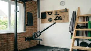 Close-up of a lifter holding the end of a barbell for a landmine goblet squat exercise.