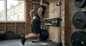 Illustration highlighting the 200kg weight capacity of the dip bars when mounted to a bolted-down power rack.