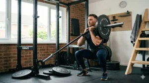 A double-grip T-bar row handle attached to a barbell for back-strengthening landmine rows.