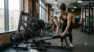 Adjusting the seat height on a plate-loaded seated row machine for correct posture