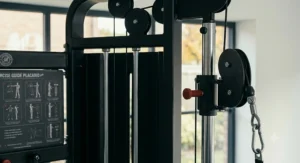 Durable steel cable machine construction for home fitness use