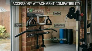 Various cable handle attachments compatible with a low row machine.