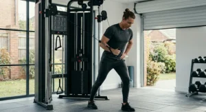 Person performing strength training exercises on a cable machine