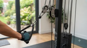 Close-up of smooth resistance cable system on a Bio Force style gym.