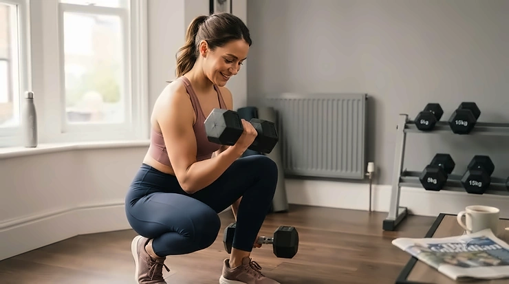 A pair of premium rubber hex dumbbells neatly arranged on a gym floor, ideal for anyone looking to buy rubber hex dumbbells for a home gym setup in the UK. buy rubber hex dumbbells