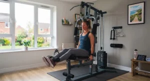 Solid, powder-coated steel frame of a budget multi-gym machine designed for longevity.