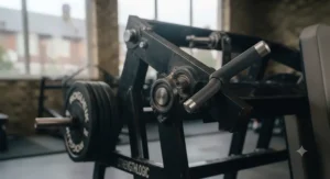 Robust steel frame construction of a high-quality plate loaded shoulder press.