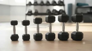 Athlete using rubber hex dumbbells to perform floor-based core exercises, displaying the versatility you get when you buy rubber hex dumbbells for varied routines.
