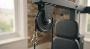 Smooth-action cable pulley system featured on a premium home multi gym machine.