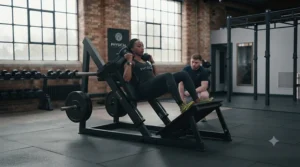 Compact hack squat machine design suitable for smaller fitness spaces.