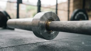 Rotating sleeve and bearing detail on a high-value training barbell