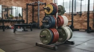 A complete set of calibrated fractional plates used for competition powerlifting training.
