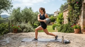 Using a dead bounce slam ball for home gym routines on a patio